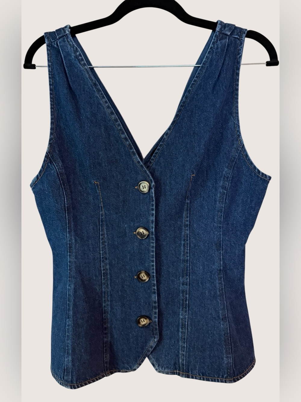 Flying Tomato Dark Blue Denim Button-Front Vest